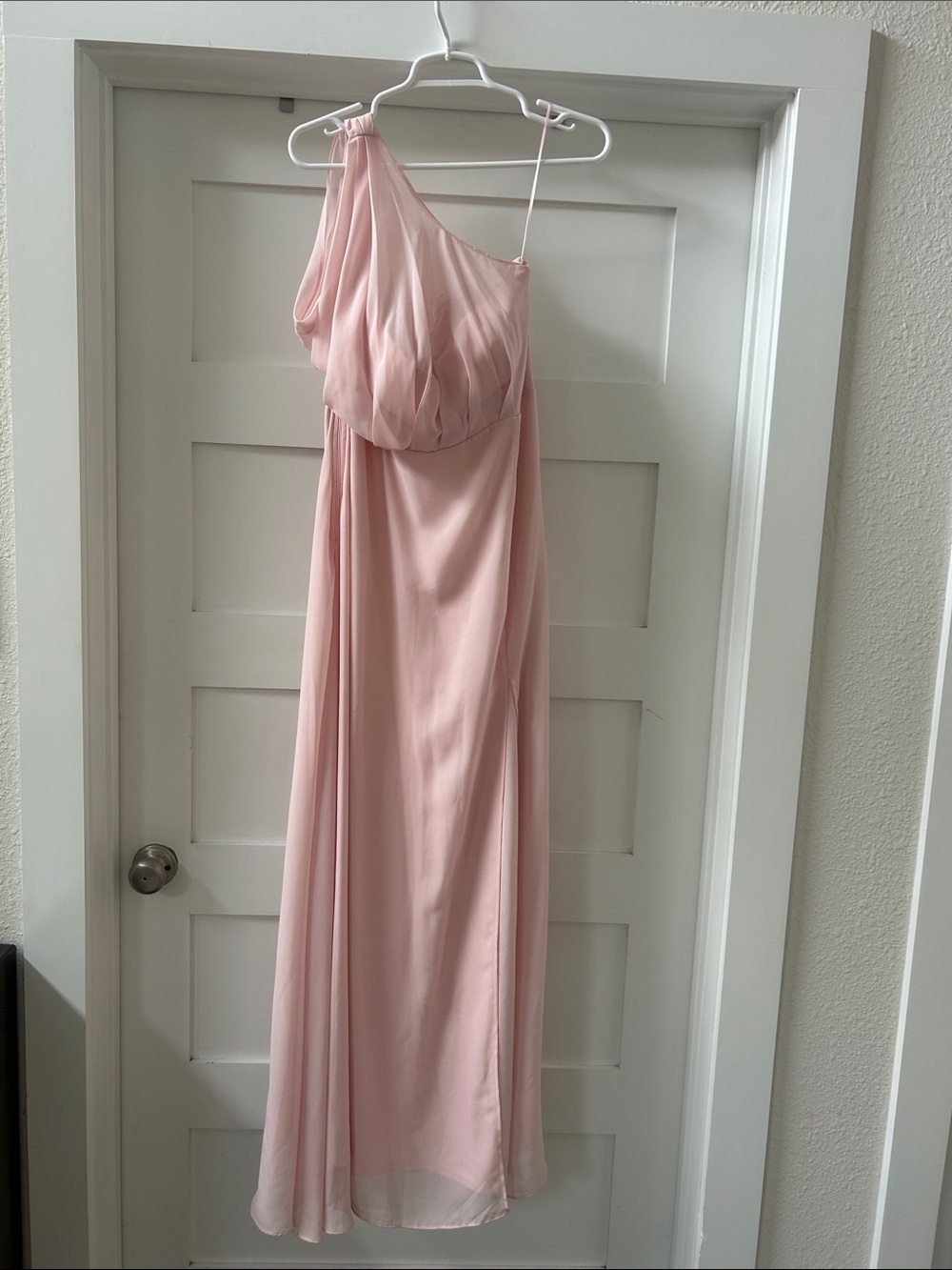 Birdy Grey Blush Pink One-Shoulder Evening Gown